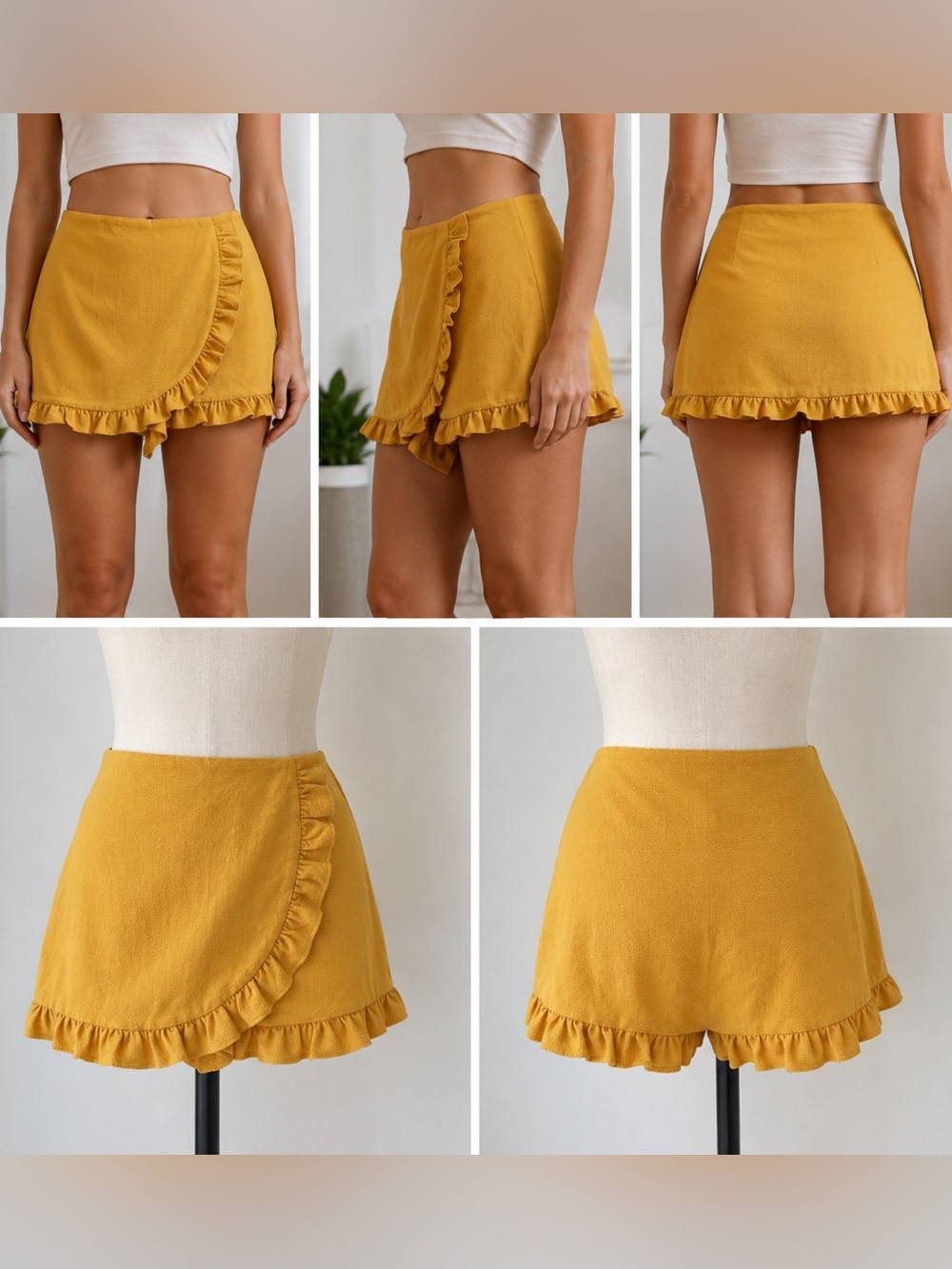 3/$25 Yellow Ruffle Hem Short SKORT